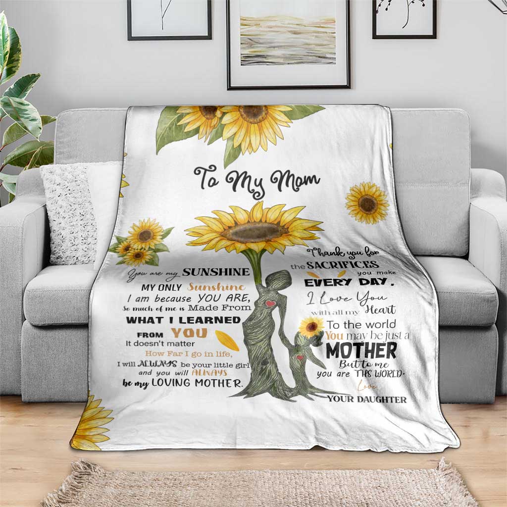 To My Mom Sunflower Throw Blanket You Are My Sunshine Meaningful Mother’s Day Birthday Gift