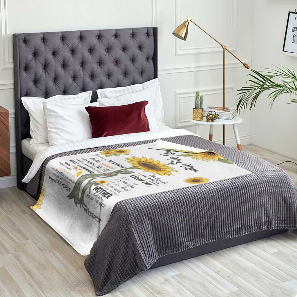 To My Mom Sunflower Throw Blanket You Are My Sunshine Meaningful Mother’s Day Birthday Gift