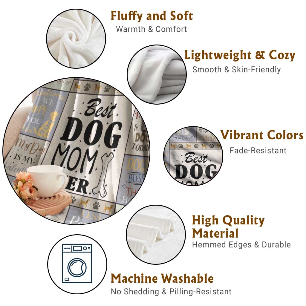 Best Dog Mom Ever Throw Blanket Funny Pet Mom Appreciation Dog Lover Gift