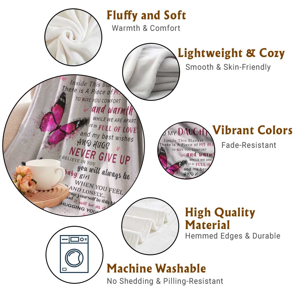 To My Daughter Butterflies Pink Throw Blanket Heartfelt Love Motivation Encouragement Gift from Mom Dad