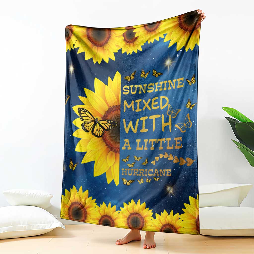 Inspirational Sunflower Galaxy Throw Blanket Sunshine Mixed With A Little Hurricane Funny
