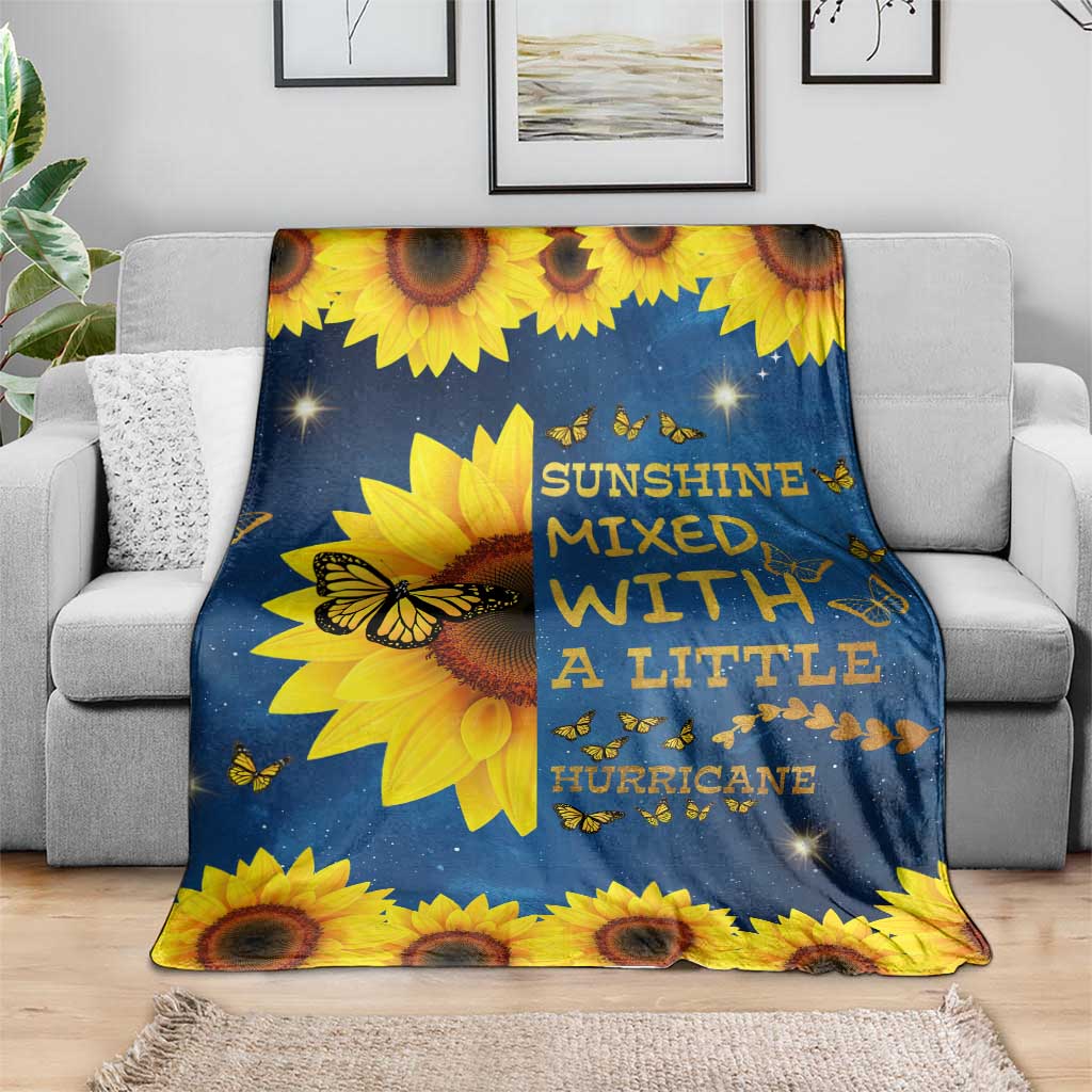 Inspirational Sunflower Galaxy Throw Blanket Sunshine Mixed With A Little Hurricane Funny