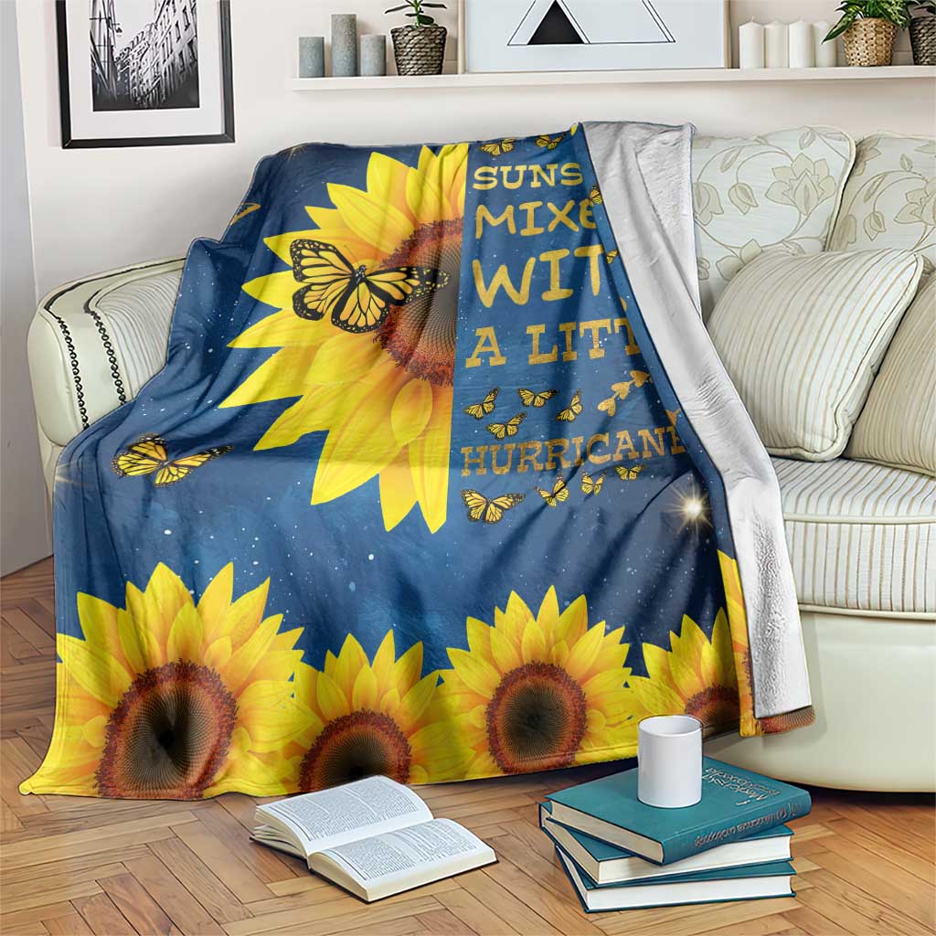 Inspirational Sunflower Galaxy Throw Blanket Sunshine Mixed With A Little Hurricane Funny