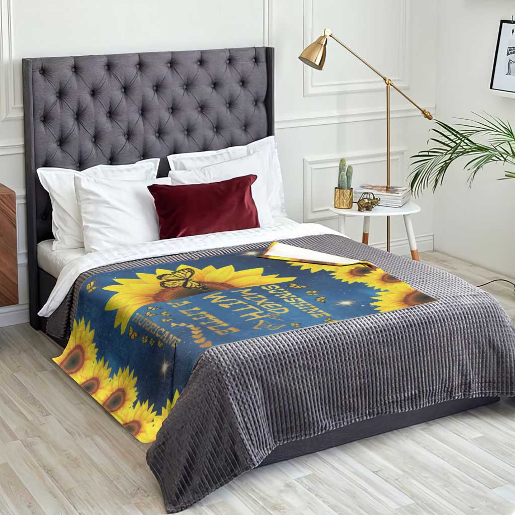 Inspirational Sunflower Galaxy Throw Blanket Sunshine Mixed With A Little Hurricane Funny
