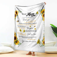 To My Mom Sunflower and Bee Throw Blanket Thank You For All The Special Things Love Message Botanical Gift for Mother's Day
