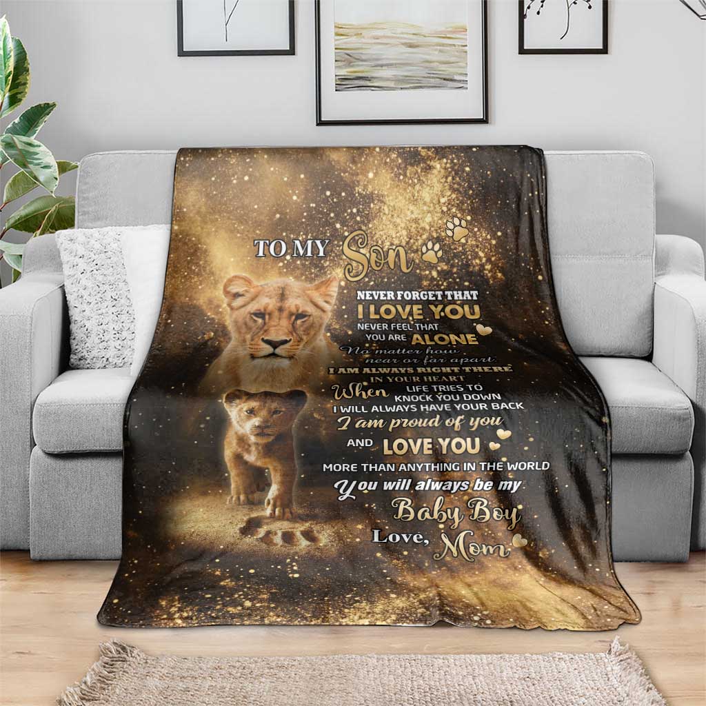 To My Son Lion Throw Blanket Heartfelt Love Motivation Encouragement Gift from Mom Dad