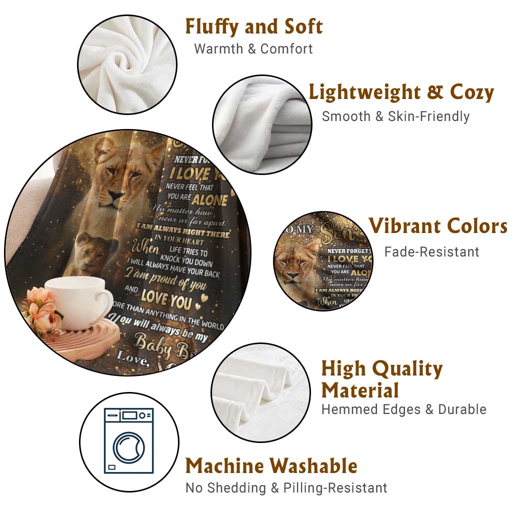 To My Son Lion Throw Blanket Heartfelt Love Motivation Encouragement Gift from Mom Dad