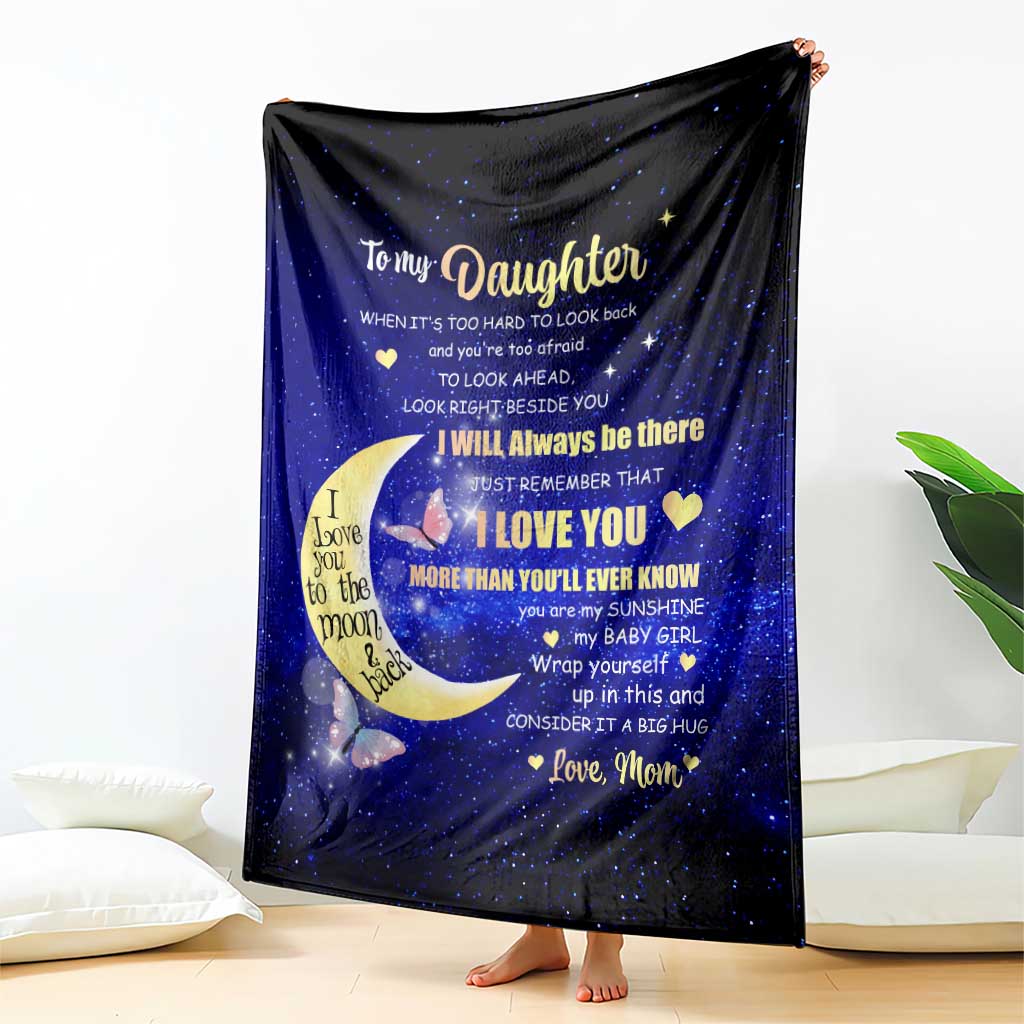 To My Daughter Galaxy Throw Blanket I Love You To The Moon and Back Gift From Mom