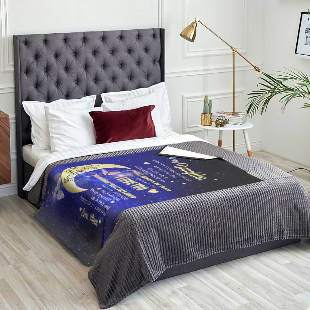 To My Daughter Galaxy Throw Blanket I Love You To The Moon and Back Gift From Mom