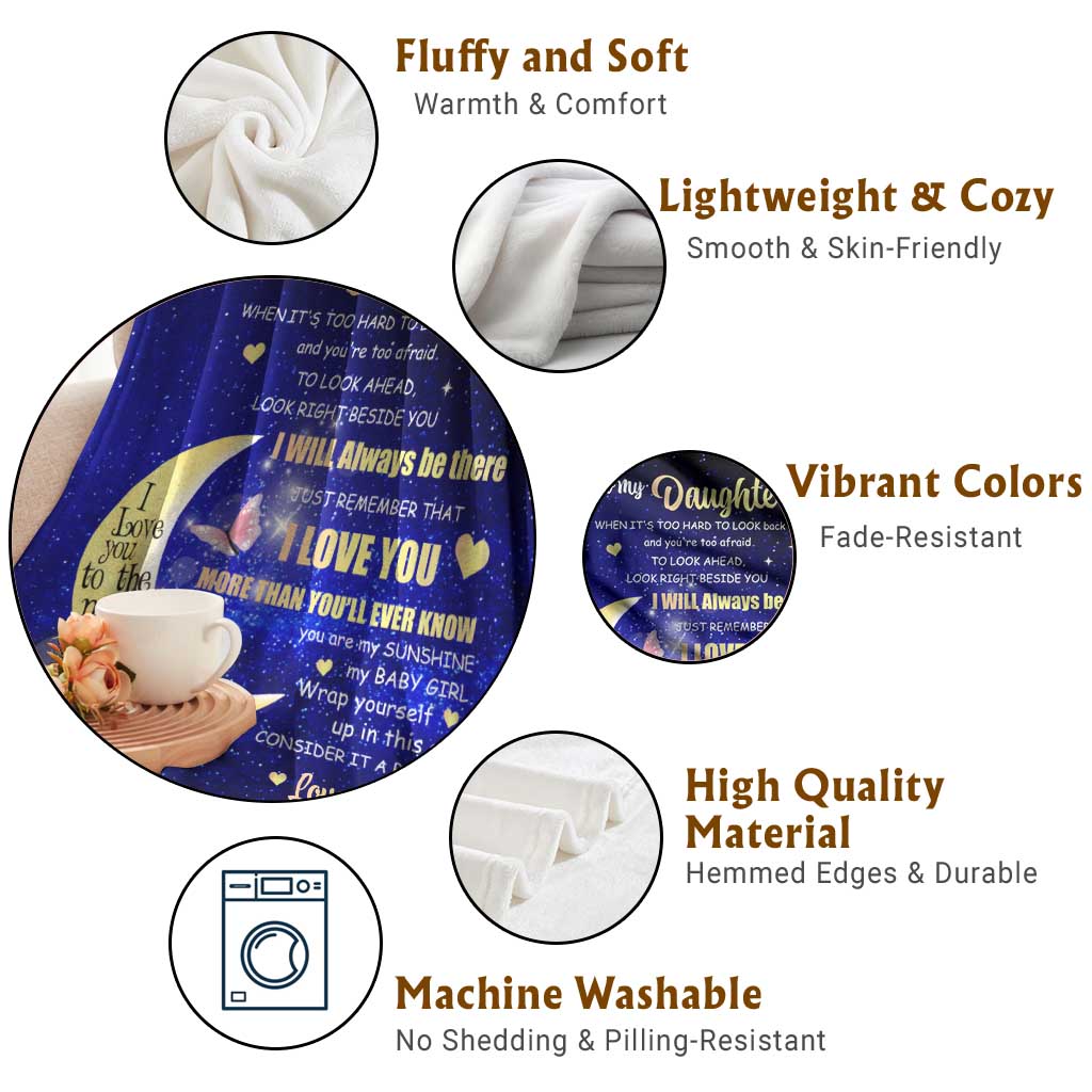 To My Daughter Galaxy Throw Blanket I Love You To The Moon and Back Gift From Mom