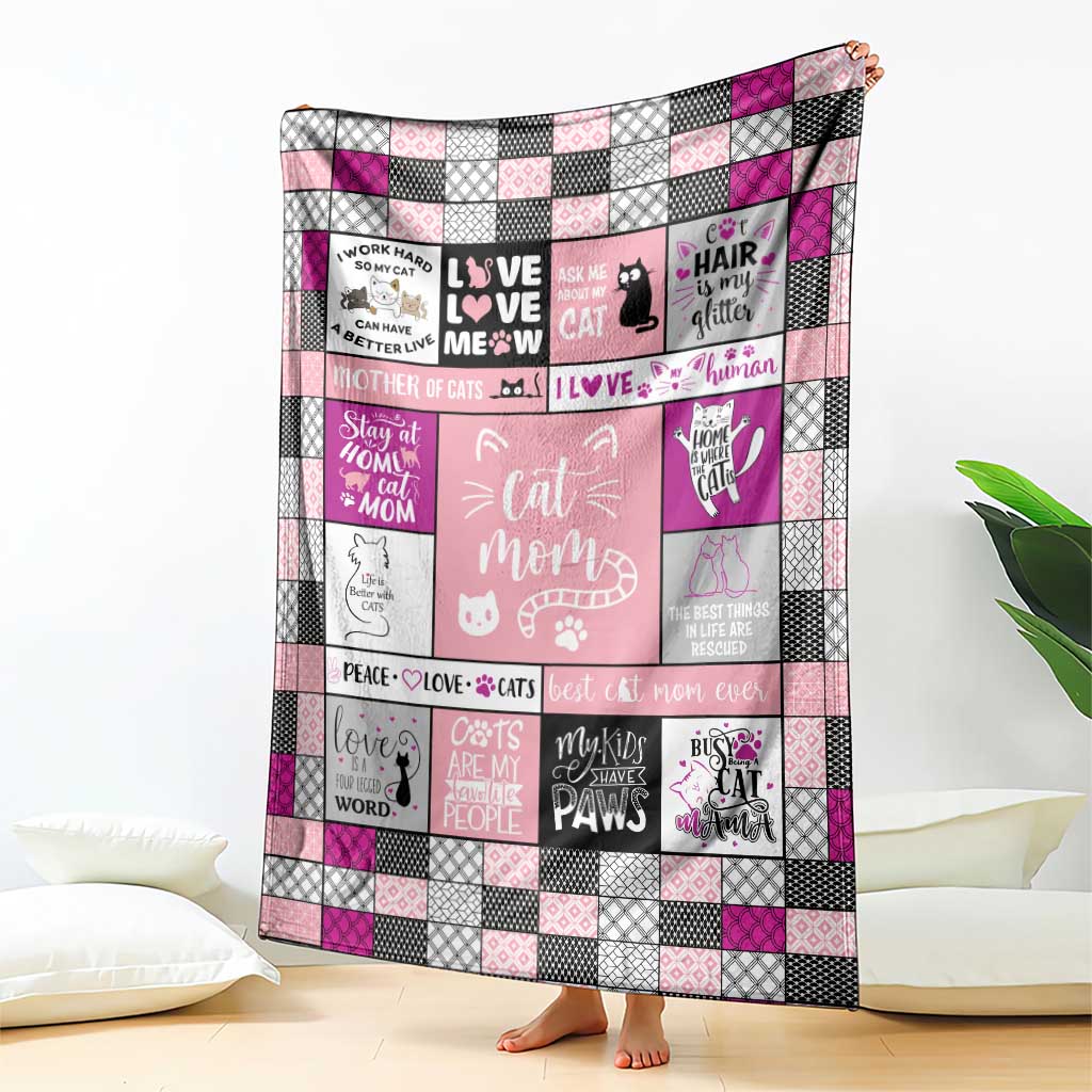 Cute Cat Mom Throw Blanket Funny Pet Mom Appreciation Cats Lover Gift