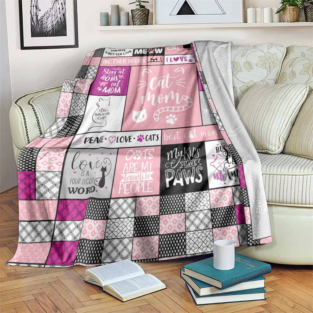 Cute Cat Mom Throw Blanket Funny Pet Mom Appreciation Cats Lover Gift