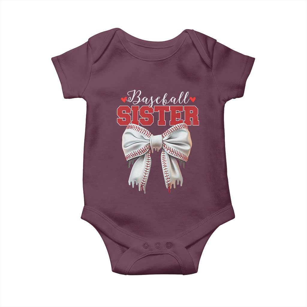 Baseball Sister Baby Onesie Soft Ball Game Day Dripping Ice Cream Coquette Bow