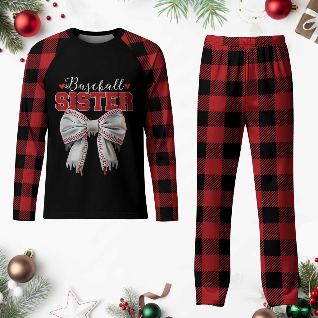 Baseball Sister Plaid Pajama Set Soft Ball Game Day Dripping Ice Cream Coquette Bow - Wonder Print Shop