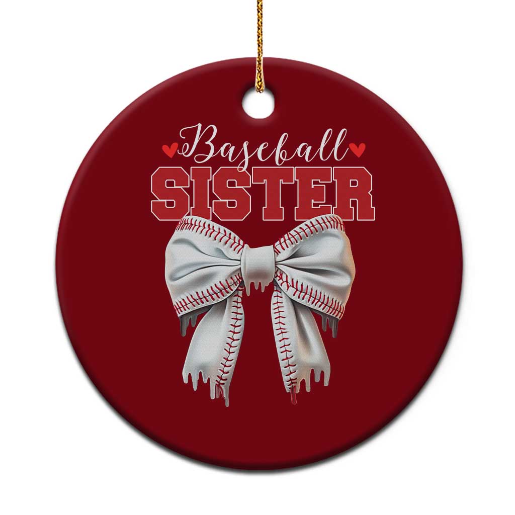 Baseball Sister Ceramic Ornament Soft Ball Game Day Dripping Ice Cream Coquette Bow - Wonder Print Shop
