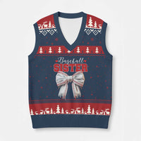 Baseball Sister V-Neck Knit Sweater Vest Soft Ball Game Day Dripping Ice Cream Coquette Bow - Wonder Print Shop