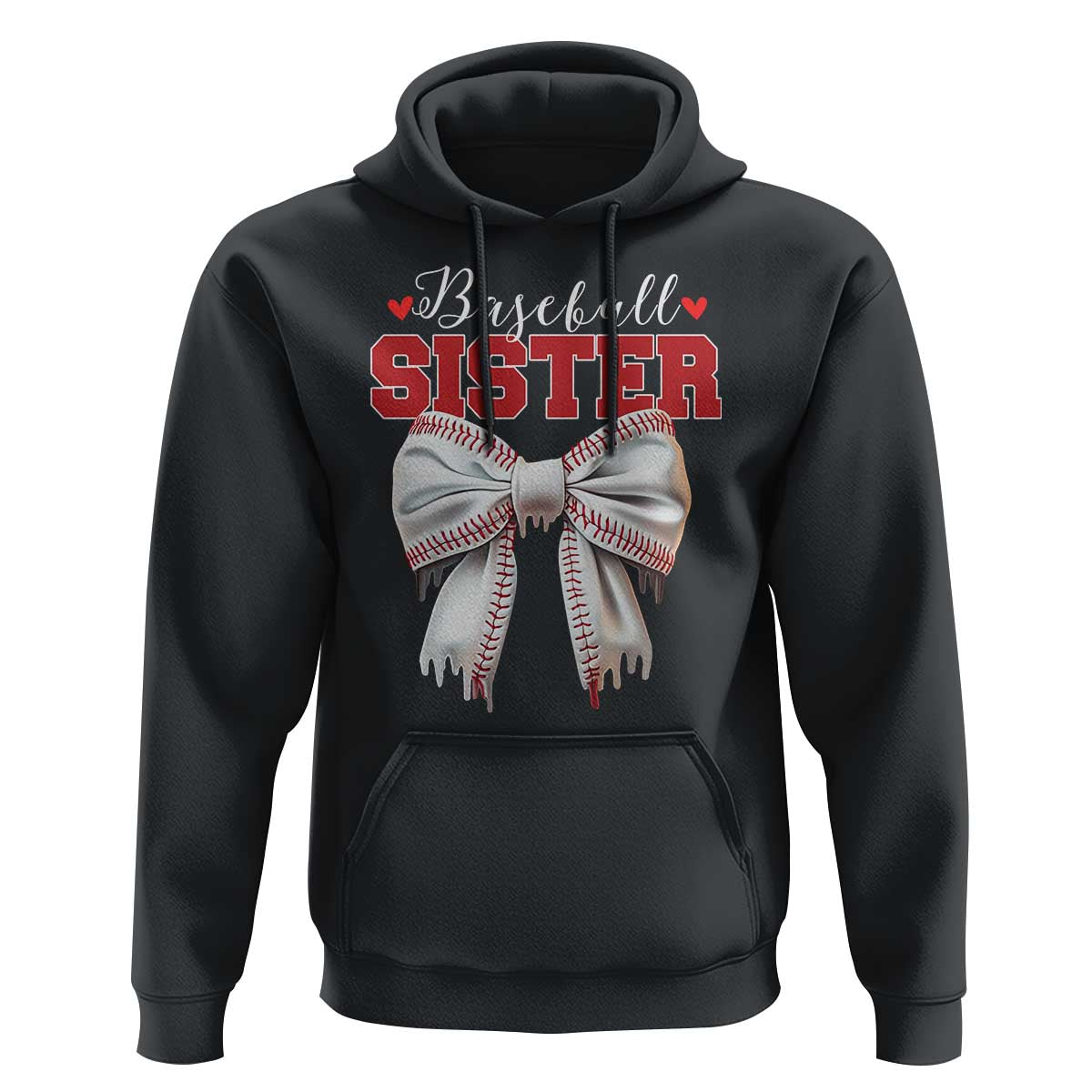Baseball Sister Hoodie Soft Ball Game Day Dripping Ice Cream Coquette Bow