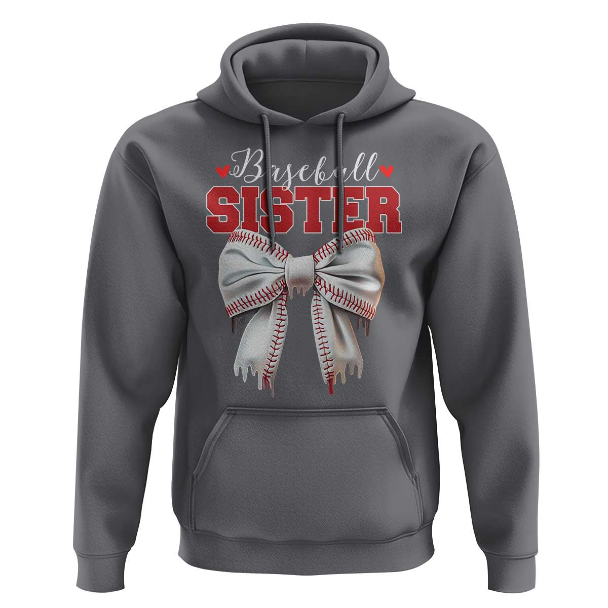 Baseball Sister Hoodie Soft Ball Game Day Dripping Ice Cream Coquette Bow