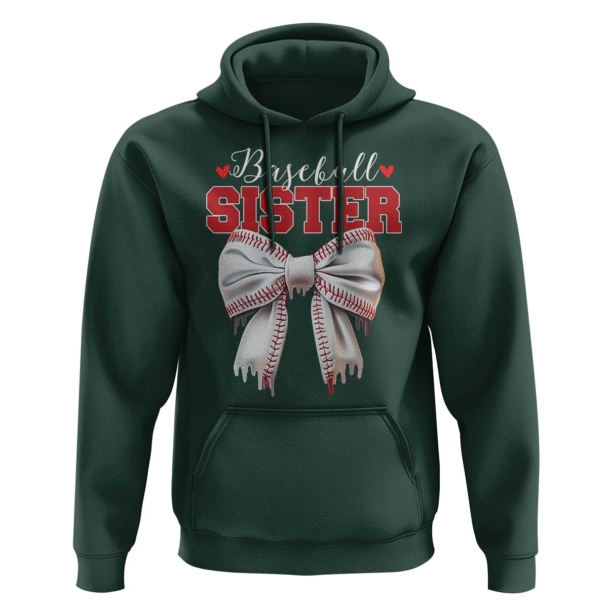 Baseball Sister Hoodie Soft Ball Game Day Dripping Ice Cream Coquette Bow