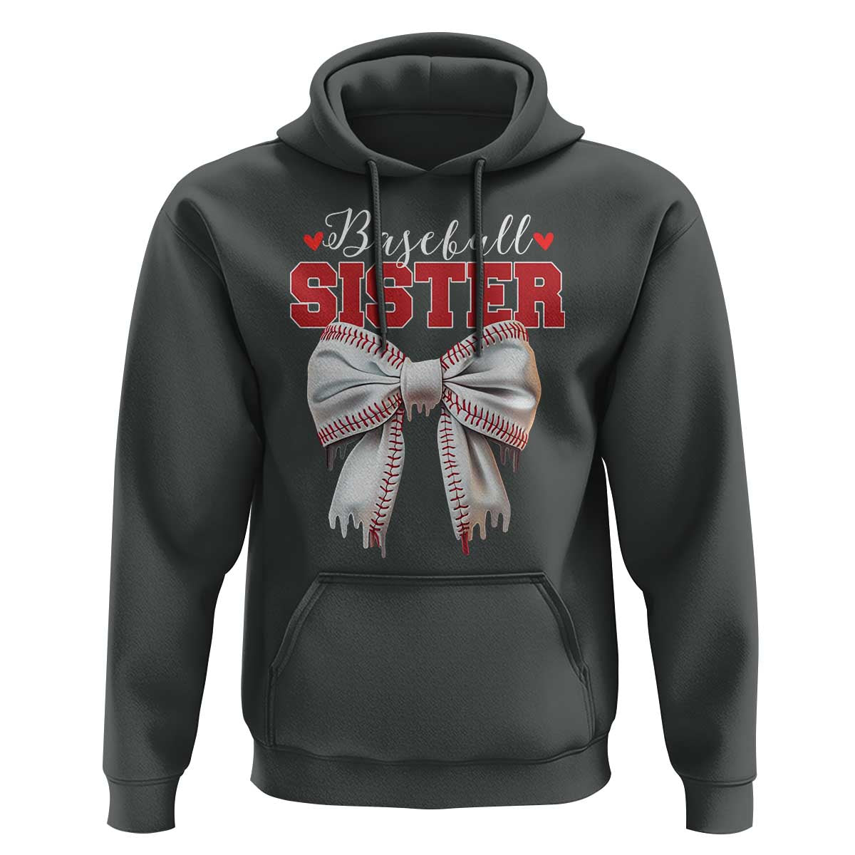 Baseball Sister Hoodie Soft Ball Game Day Dripping Ice Cream Coquette Bow