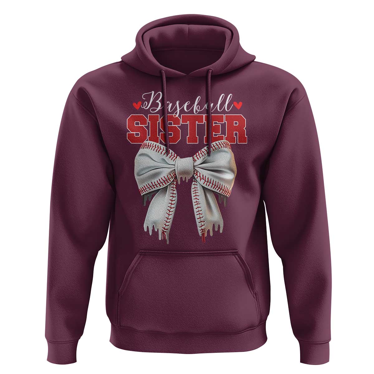 Baseball Sister Hoodie Soft Ball Game Day Dripping Ice Cream Coquette Bow