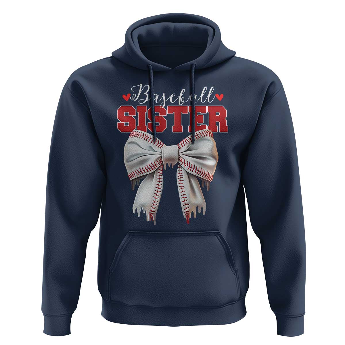 Baseball Sister Hoodie Soft Ball Game Day Dripping Ice Cream Coquette Bow