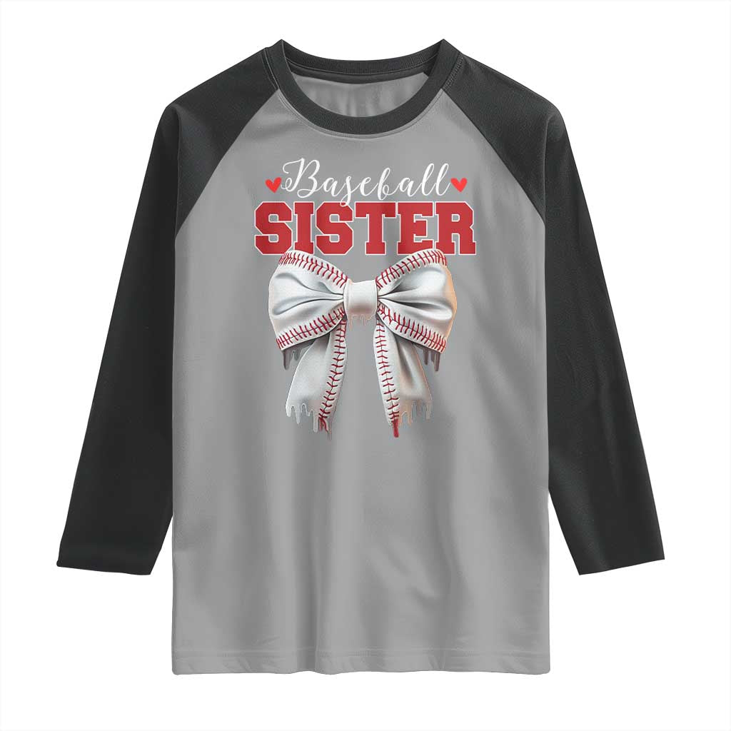 Baseball Sister Raglan Shirt Soft Ball Game Day Dripping Ice Cream Coquette Bow