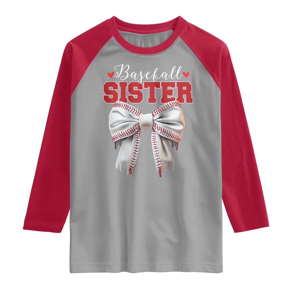 Baseball Sister Raglan Shirt Soft Ball Game Day Dripping Ice Cream Coquette Bow