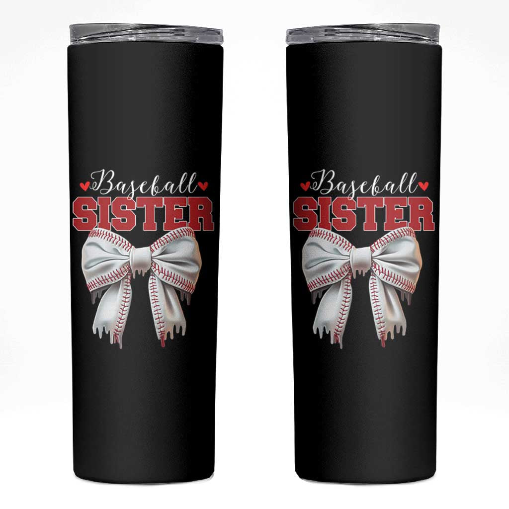 Baseball Sister Skinny Tumbler Soft Ball Game Day Dripping Ice Cream Coquette Bow