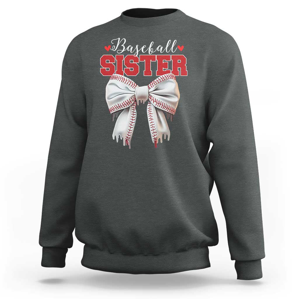 Baseball Sister Sweatshirt Soft Ball Game Day Dripping Ice Cream Coquette Bow