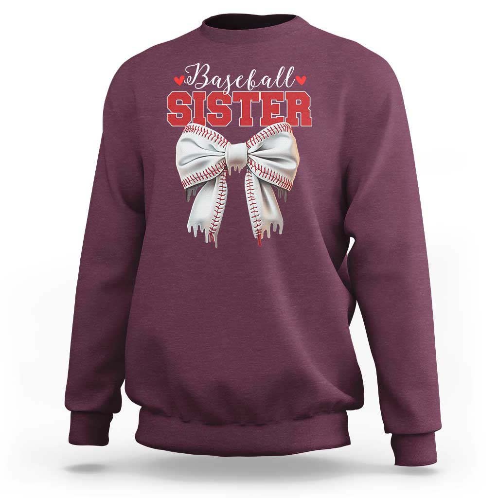 Baseball Sister Sweatshirt Soft Ball Game Day Dripping Ice Cream Coquette Bow