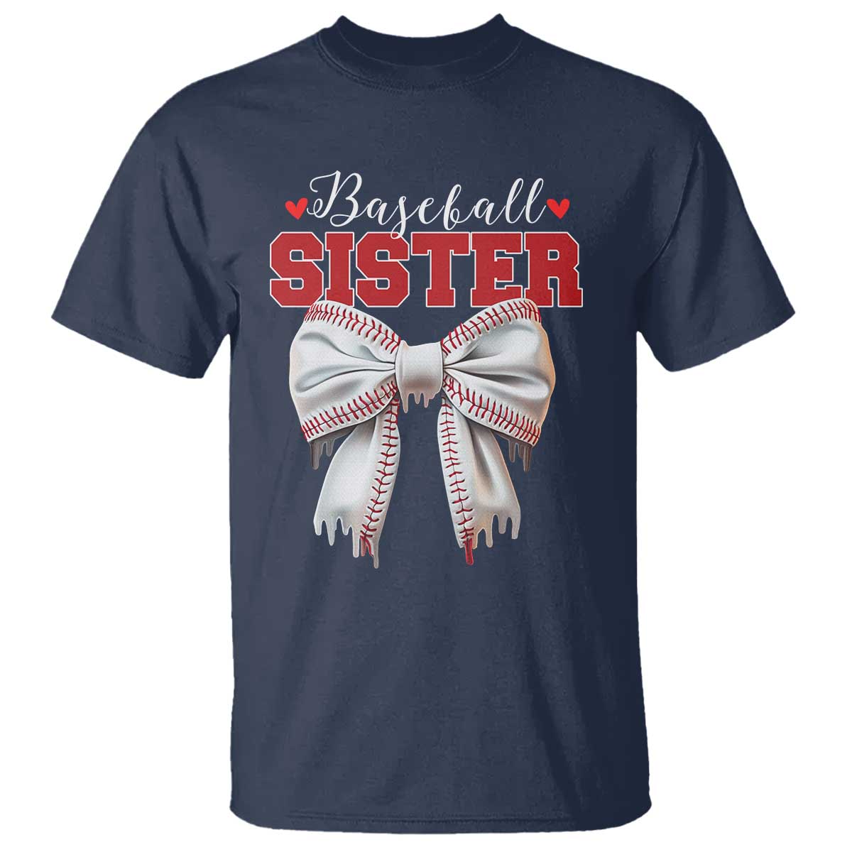 Baseball Sister T Shirt Soft Ball Game Day Dripping Ice Cream Coquette Bow