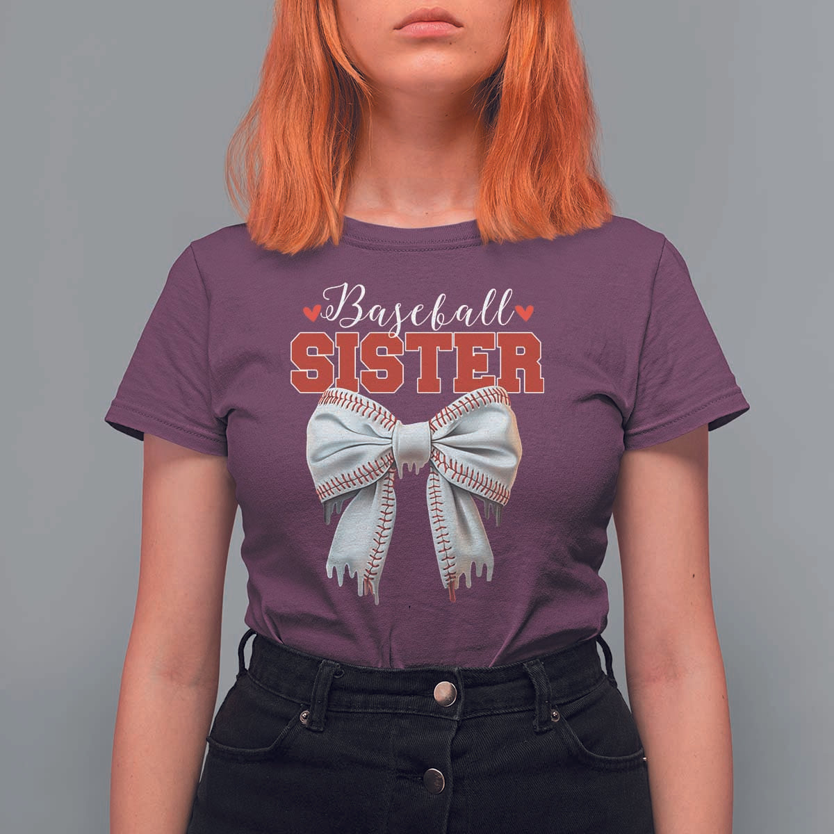 Baseball Sister T Shirt For Women Soft Ball Game Day Dripping Ice Cream Coquette Bow