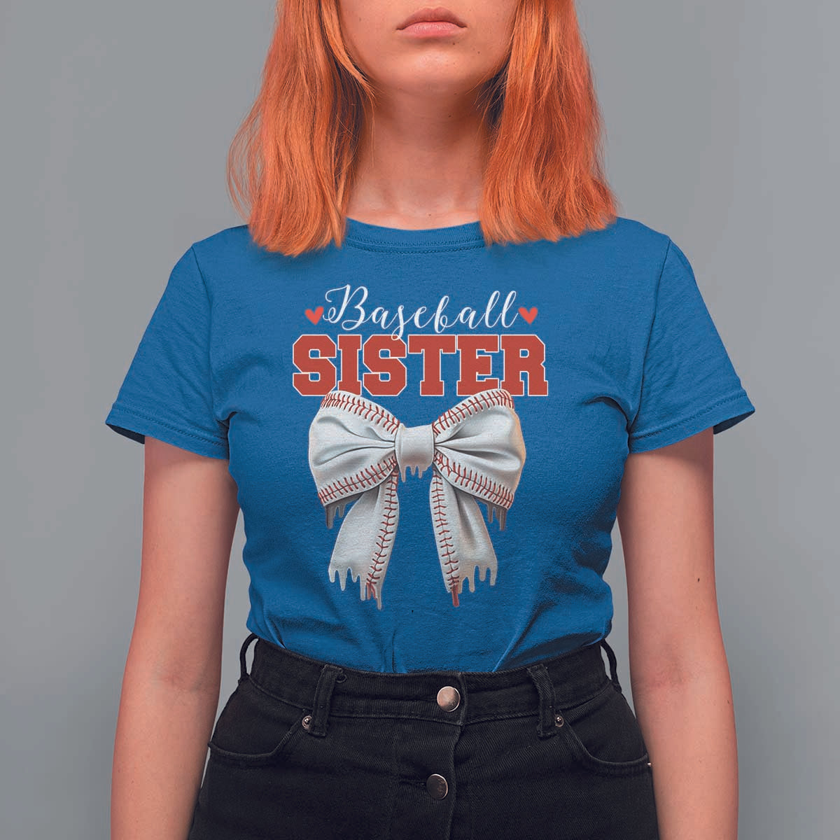Baseball Sister T Shirt For Women Soft Ball Game Day Dripping Ice Cream Coquette Bow