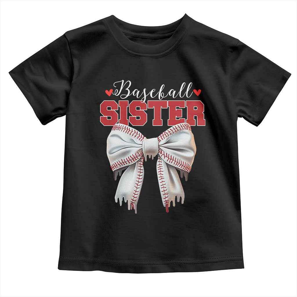 Baseball Sister Toddler T Shirt Soft Ball Game Day Dripping Ice Cream Coquette Bow