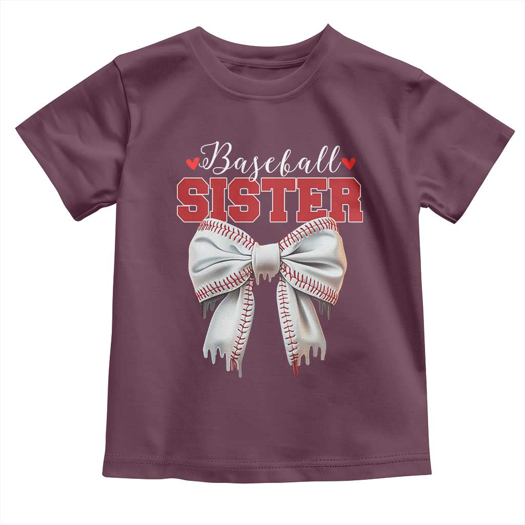 Baseball Sister Toddler T Shirt Soft Ball Game Day Dripping Ice Cream Coquette Bow