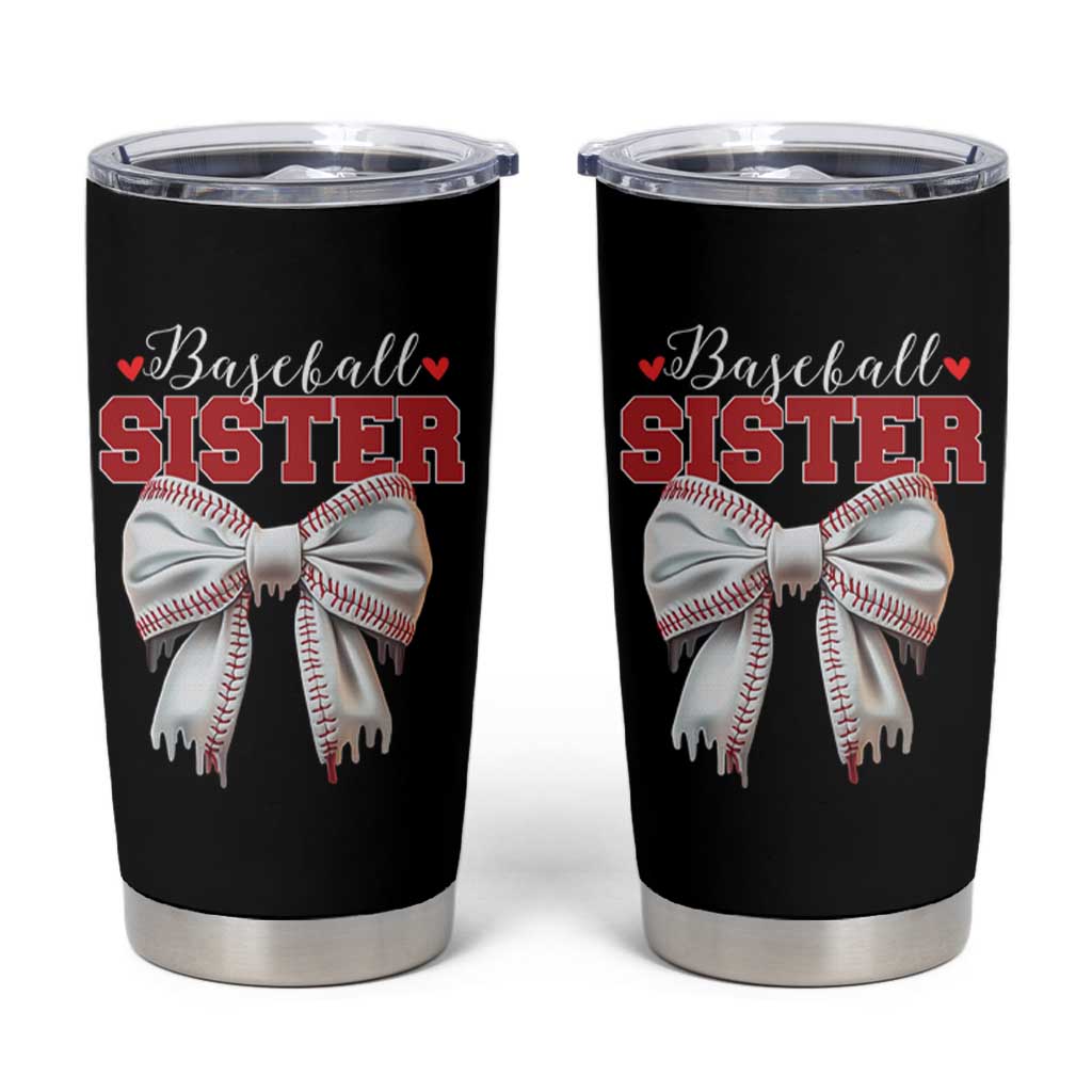 Baseball Sister Tumbler Cup Soft Ball Game Day Dripping Ice Cream Coquette Bow