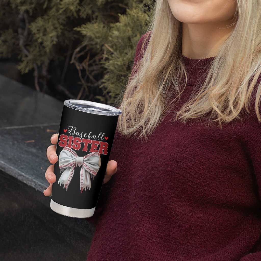 Baseball Sister Tumbler Cup Soft Ball Game Day Dripping Ice Cream Coquette Bow