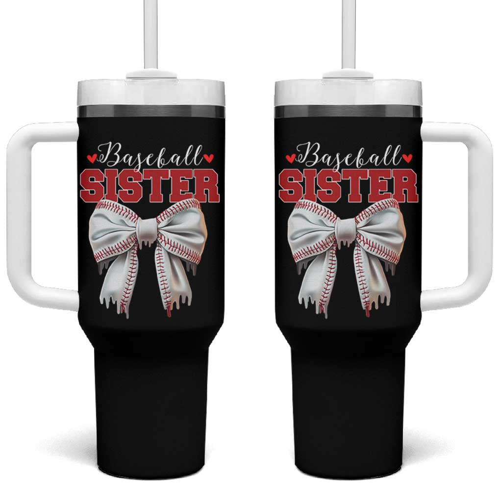 Baseball Sister Tumbler With Handle Soft Ball Game Day Dripping Ice Cream Coquette Bow