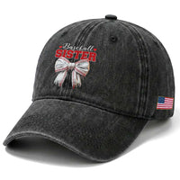 Baseball Sister Washed Cotton Baseball Cap Soft Ball Game Day Dripping Ice Cream Coquette Bow