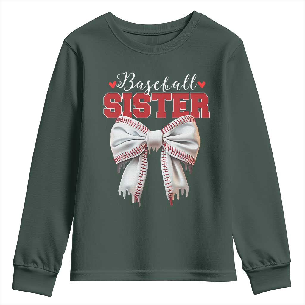 Baseball Sister Youth Sweatshirt Soft Ball Game Day Dripping Ice Cream Coquette Bow