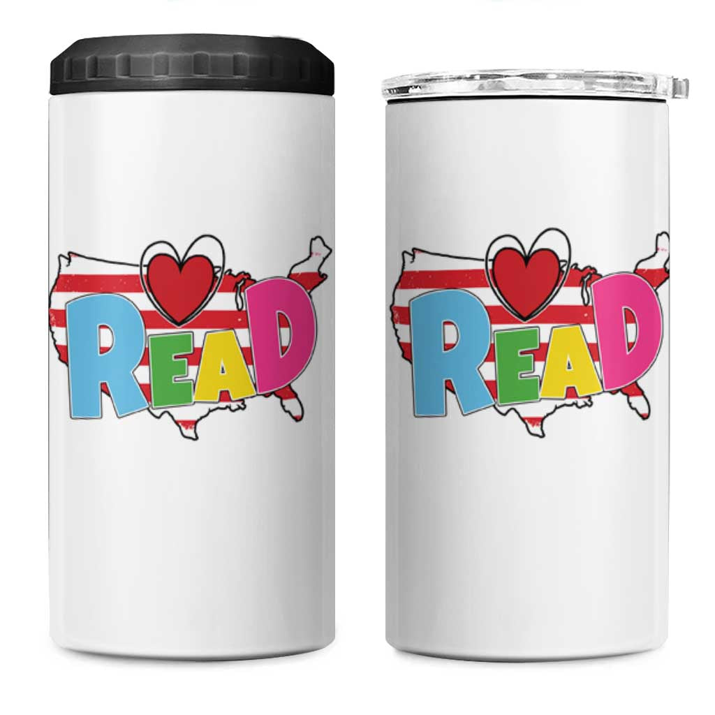 Read Lover America Map 4 in 1 Can Cooler Tumbler National Reading Month Bookish Book Lovers