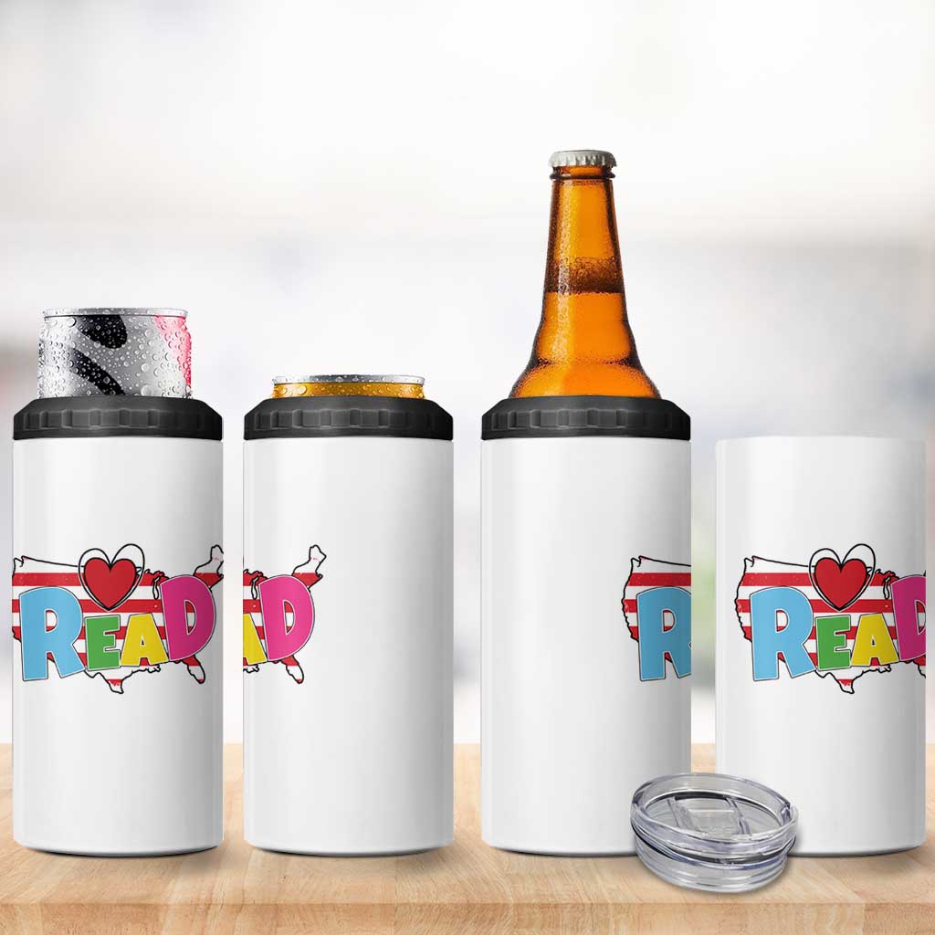 Read Lover America Map 4 in 1 Can Cooler Tumbler National Reading Month Bookish Book Lovers