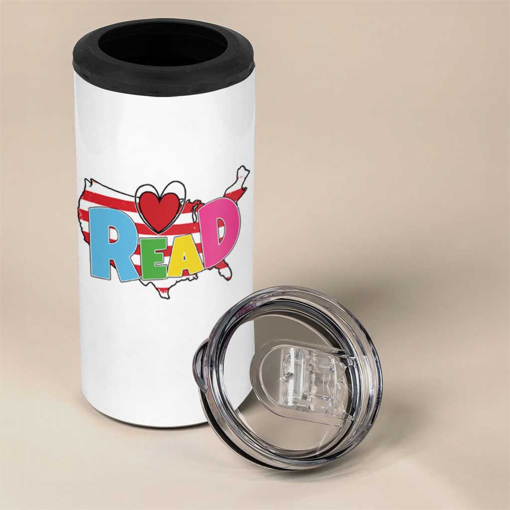 Read Lover America Map 4 in 1 Can Cooler Tumbler National Reading Month Bookish Book Lovers