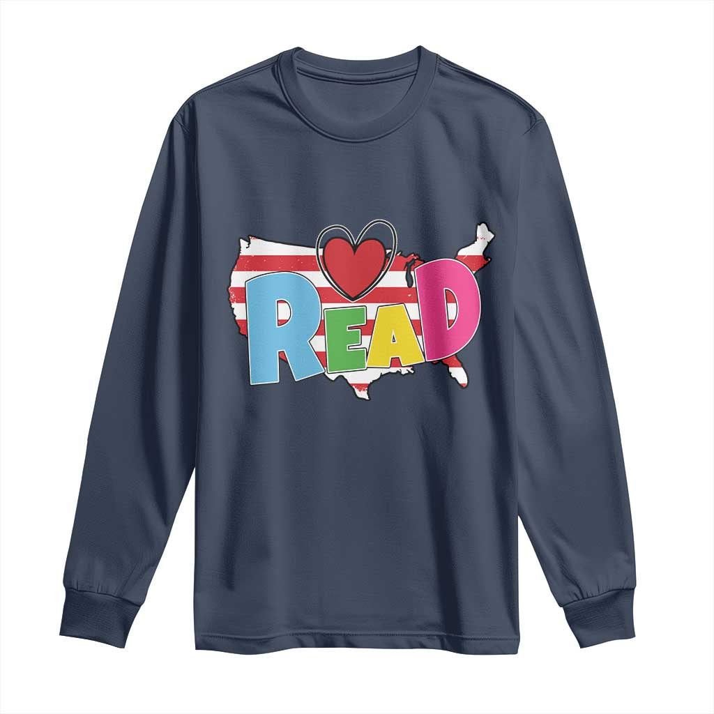 Read Lover America Map Long Sleeve Shirt National Reading Month Bookish Book Lovers