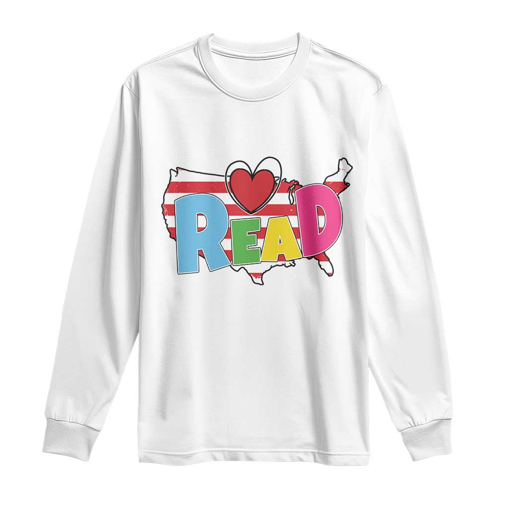 Read Lover America Map Long Sleeve Shirt National Reading Month Bookish Book Lovers