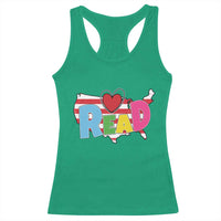 Read Lover America Map Racerback Tank Top National Reading Month Bookish Book Lovers
