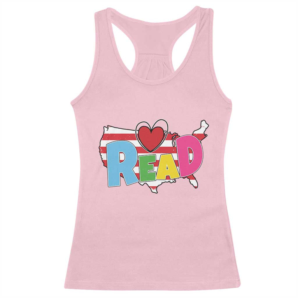 Read Lover America Map Racerback Tank Top National Reading Month Bookish Book Lovers