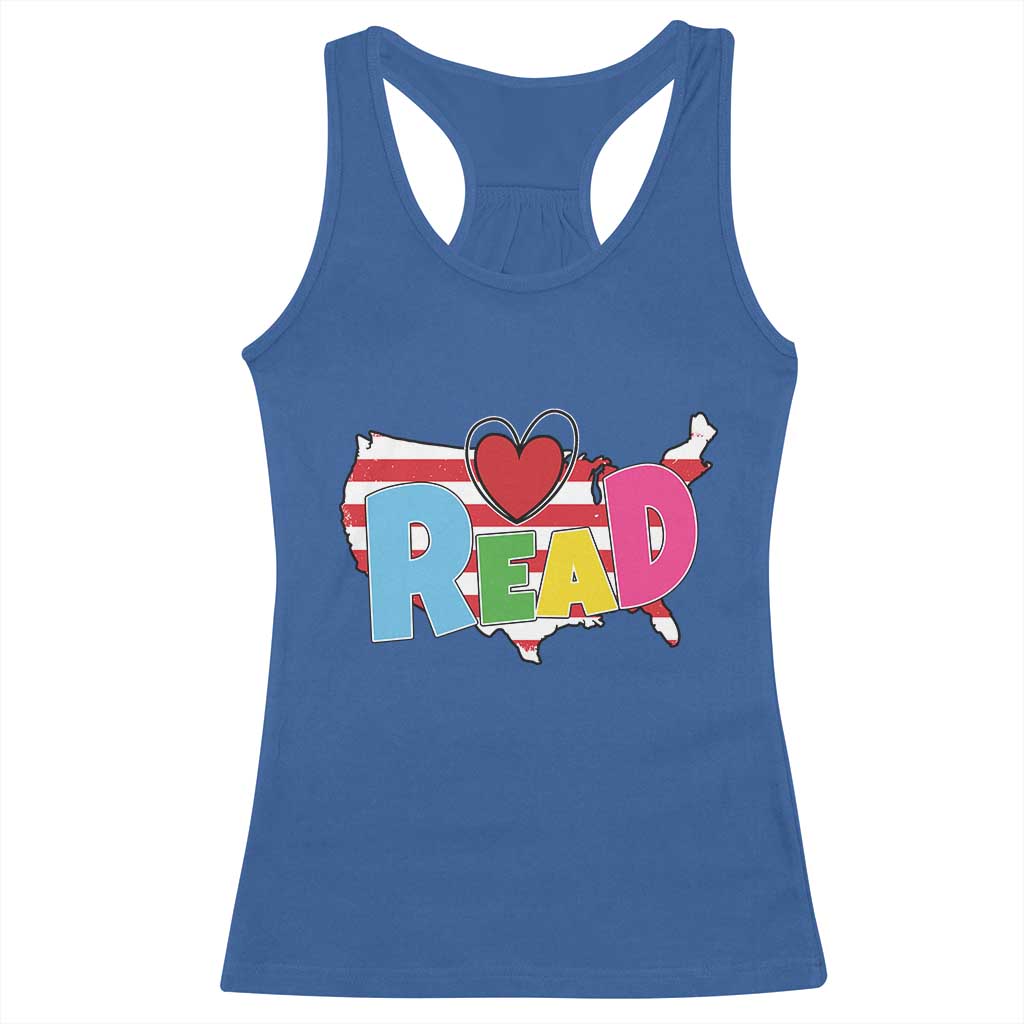 Read Lover America Map Racerback Tank Top National Reading Month Bookish Book Lovers