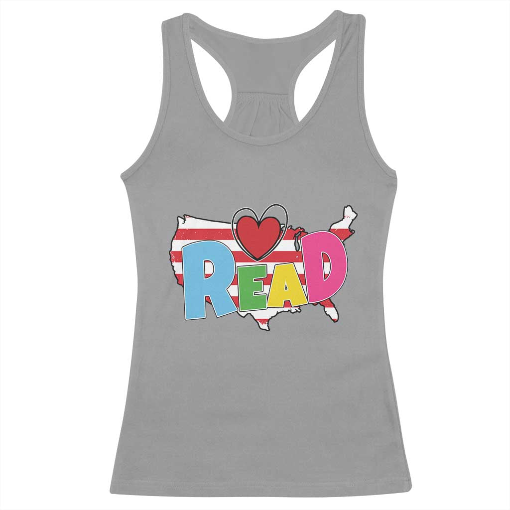 Read Lover America Map Racerback Tank Top National Reading Month Bookish Book Lovers
